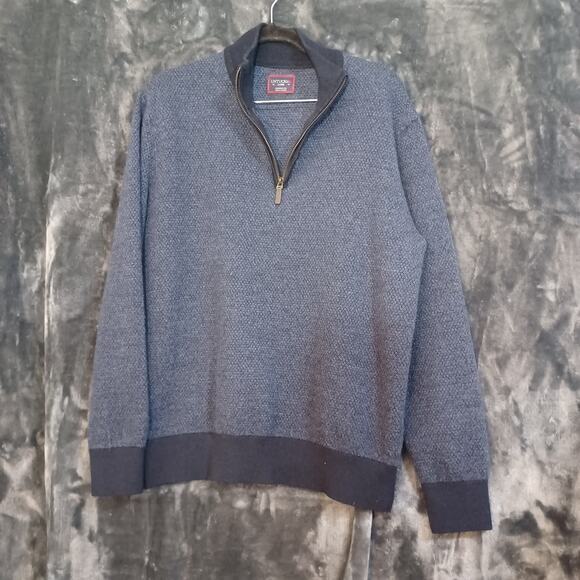 UNTUCKit Sweater Navy Merino Wool Belguardo Birdseye Pullover Large - Picture 5 of 9